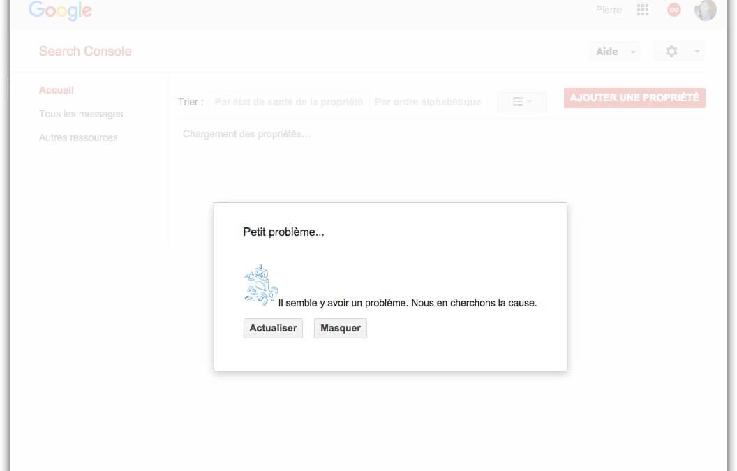Google Search Console en panne ?