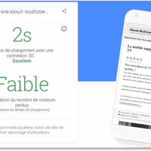 Test de vitesse en version mobile de notre site avec outil PageSpeed de Google le 11 Juillet 2018