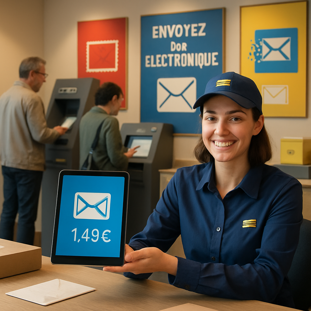 la poste remplace le timbre rouge traditionnel par une lettre électronique innovante à 1,49€, offrant rapidité et praticité pour vos courriers urgents.