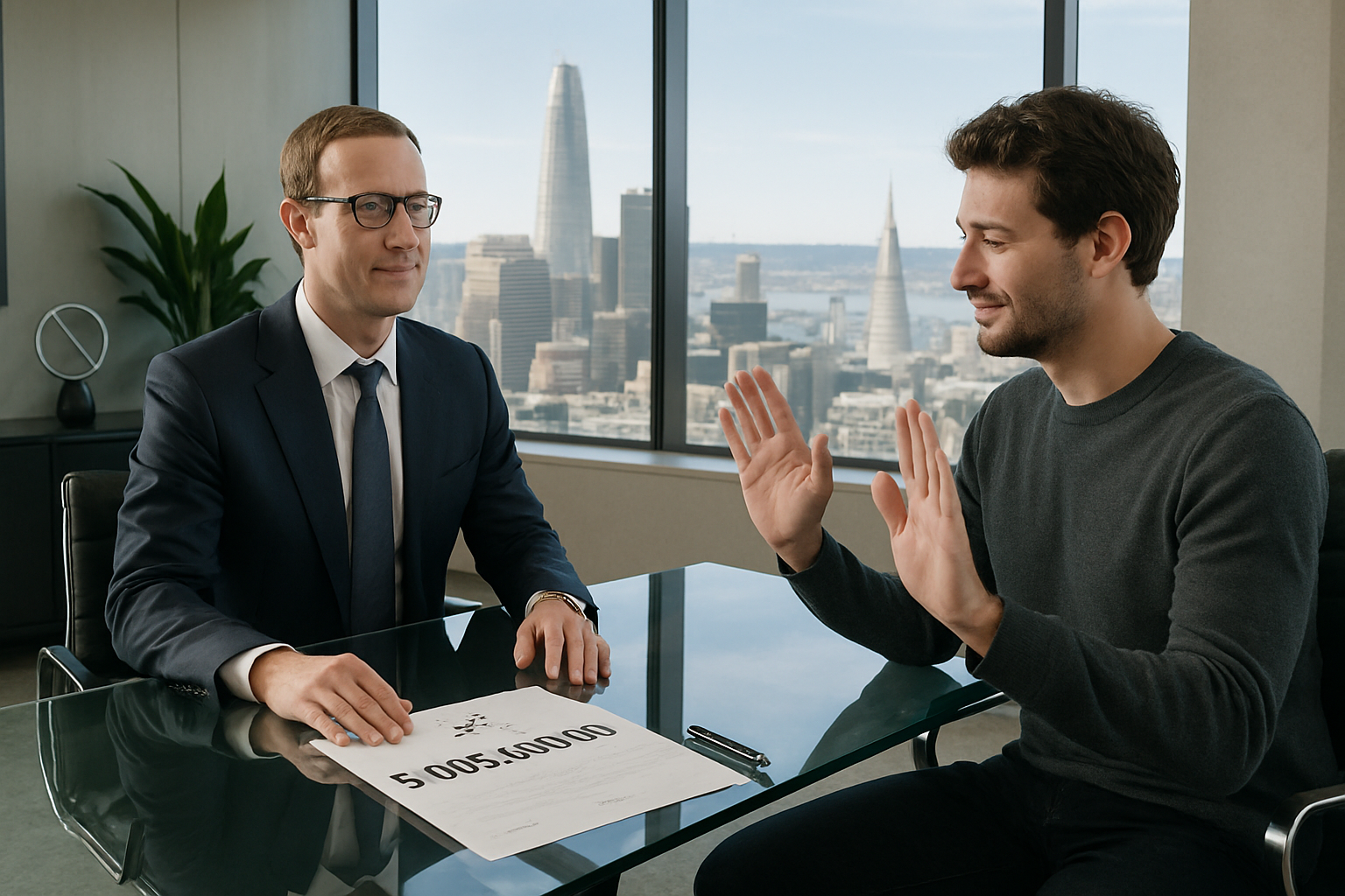 mark zuckerberg tente de recruter un ancien collaborateur dans le domaine de l'intelligence artificielle avec une offre salariale exceptionnelle d'un milliard de dollars, mais ce dernier refuse la proposition.