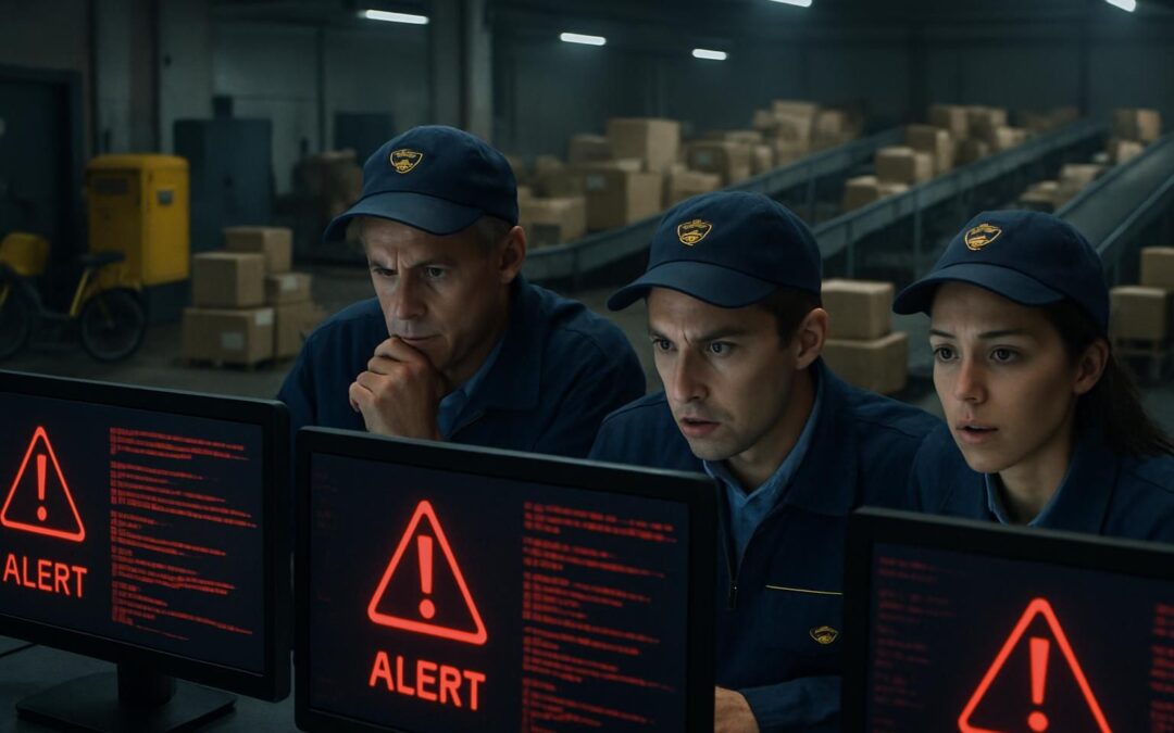 cyberattaque ciblant la poste entraînant une interruption des services en ligne ainsi que des perturbations dans la livraison des colis et du courrier, impactant les utilisateurs et les clients.