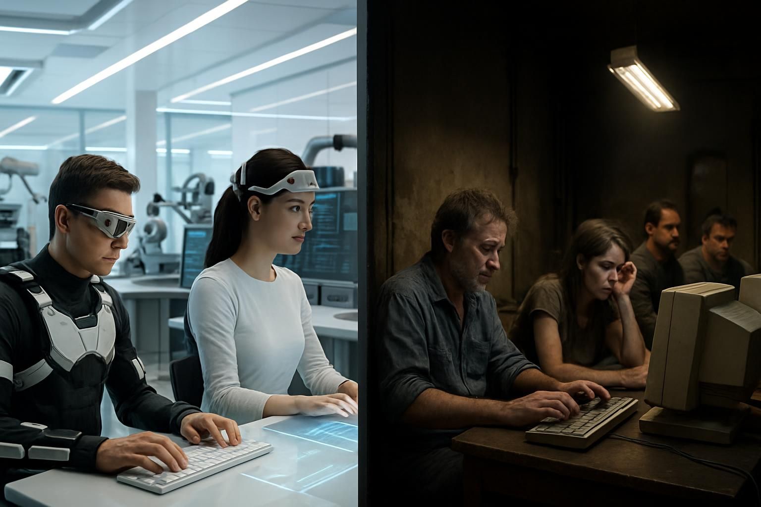 découvrez comment l'intelligence artificielle renforce les inégalités entre travailleurs augmentés et marginalisés, impactant les compétences et l'emploi dans un monde en mutation.