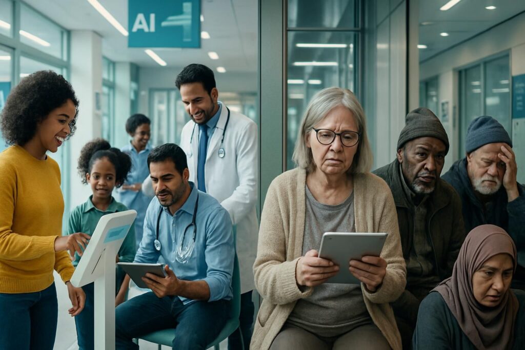 explorez comment l'ia transforme la santé publique en facilitant un accès universel aux soins tout en soulevant des défis liés à l'exclusion numérique et l'équité.