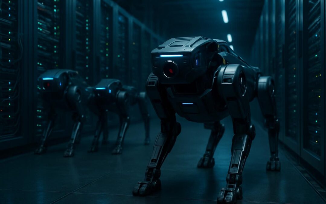 découvrez comment des robots-chiens high-tech à 300 000 $ assurent la sécurité des data centers dans une dystopie technologique futuriste.