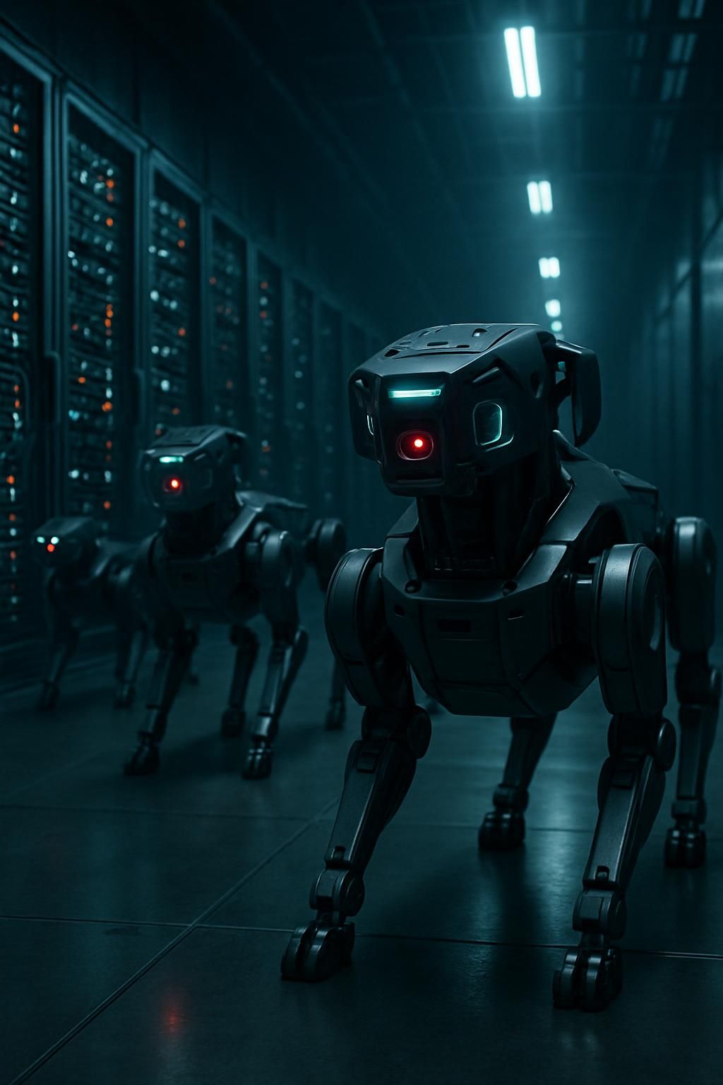 découvrez comment des robots-chiens high-tech à 300 000 $ protègent les data centers dans une dystopie futuriste alliant technologie avancée et sécurité optimale.