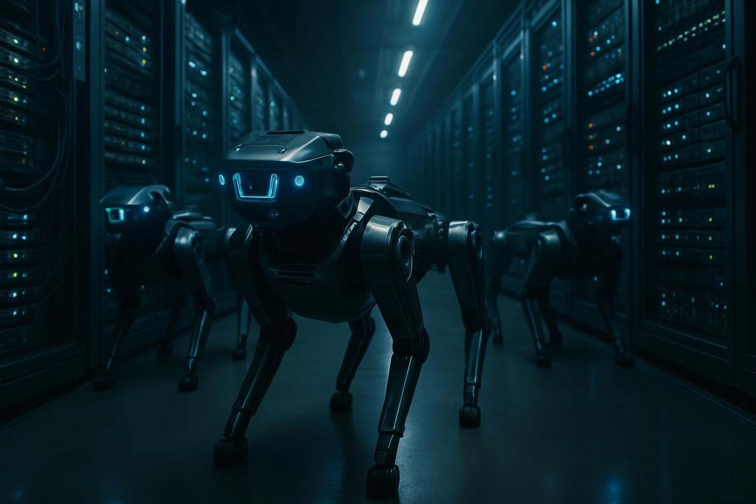 découvrez comment des robots-chiens high-tech, coûtant jusqu'à 300 000 $, assurent la sécurité des data centers dans une dystopie futuriste alliant technologie avancée et surveillance renforcée.