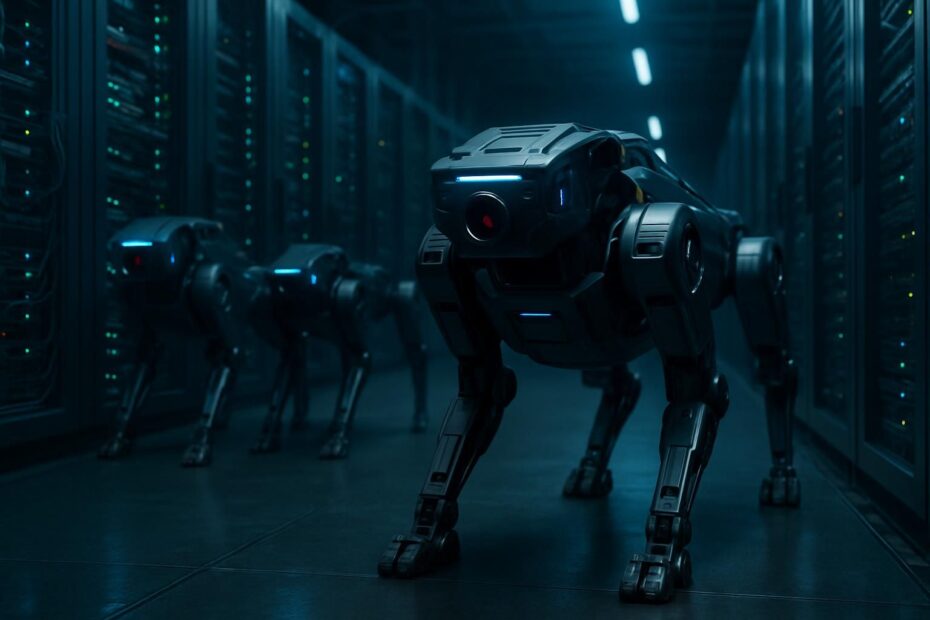 découvrez comment des robots-chiens high-tech à 300 000 $ assurent la sécurité des data centers dans une dystopie technologique futuriste.
