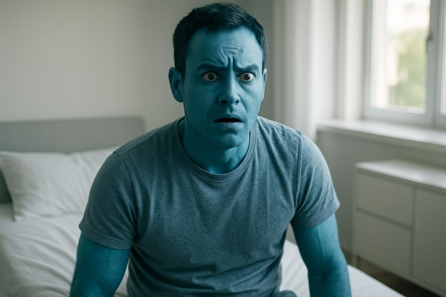 Un homme se réveille avec une peau d’un bleu saisissant : un mystère médical inattendu