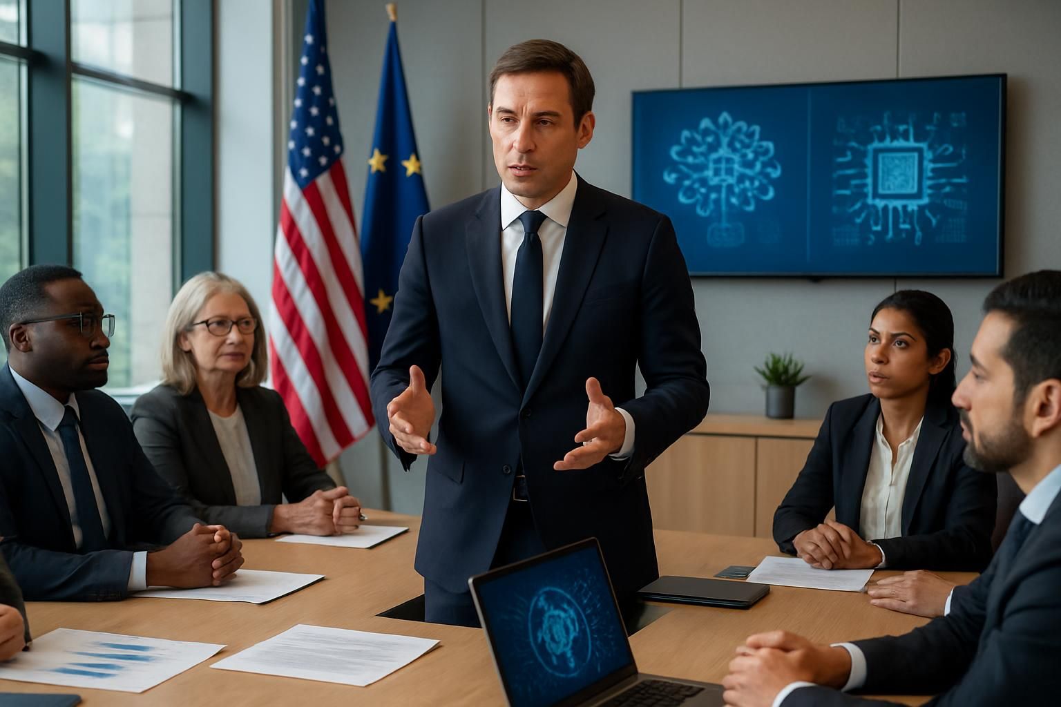 le ministre david amiel invite à une négociation sociale pour intégrer l'intelligence artificielle dans la fonction publique, visant un dialogue équilibré entre innovation et conditions de travail.