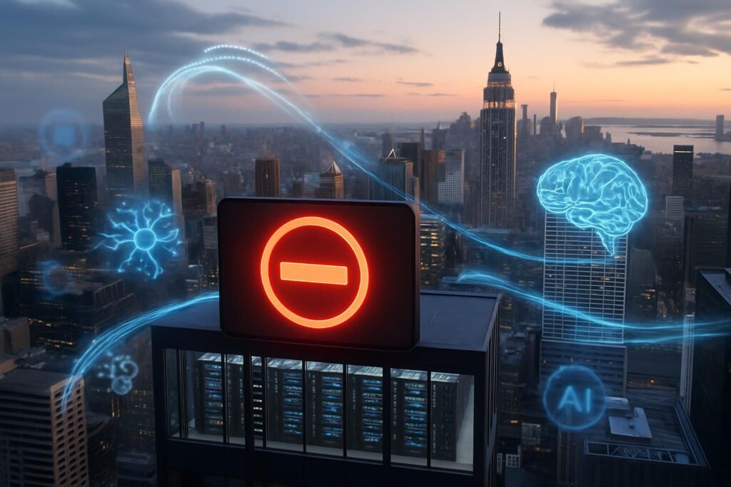 new york interdit temporairement la délivrance de permis pour les centres de données afin de gérer l'impact croissant de l'intelligence artificielle dans l'état.