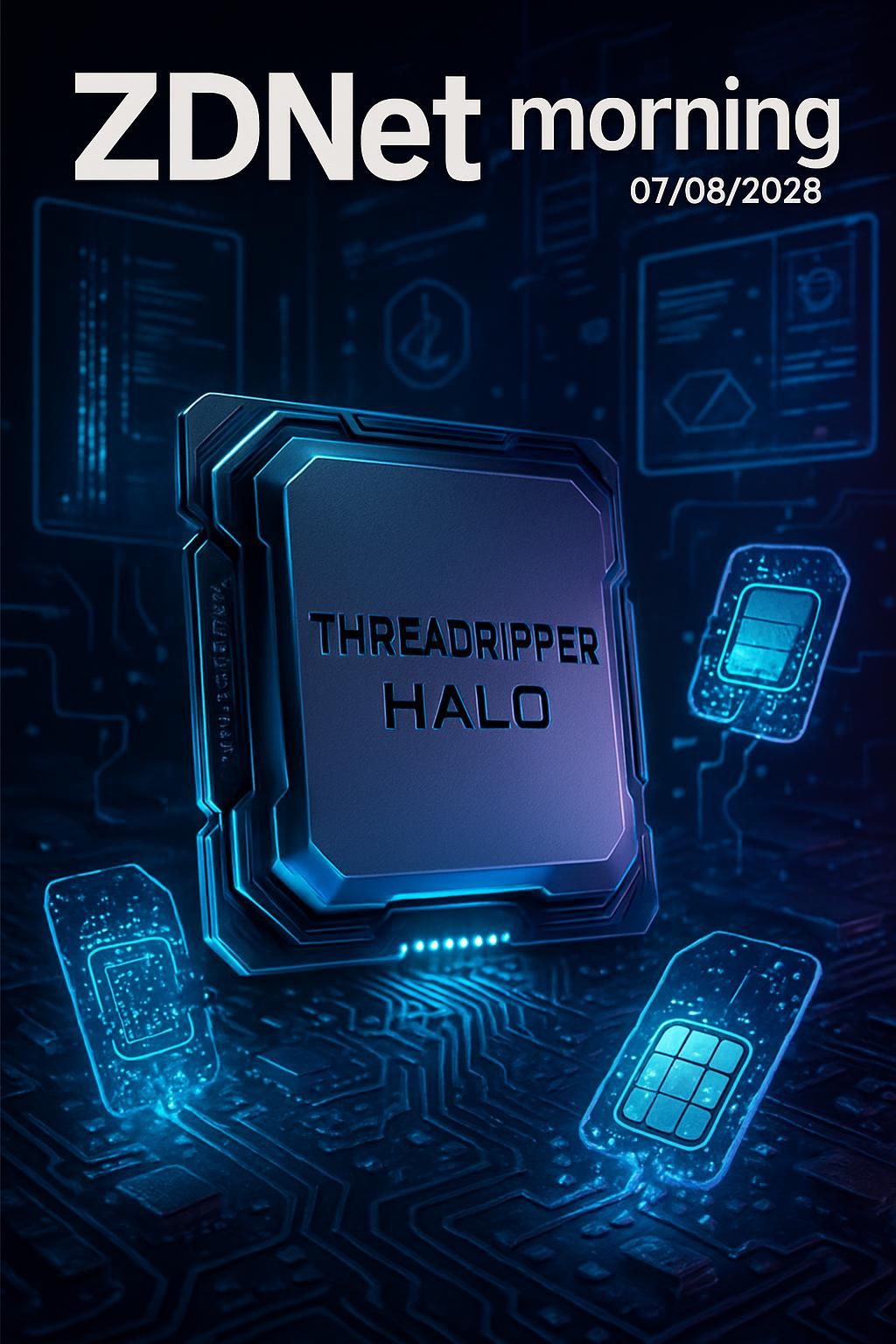 découvrez dans zdnet morning du 07/09/2026 le threadripper halo, nouvelle puissante dédiée à l'ia, les risques du sim swapping et les dernières actualités technologiques.