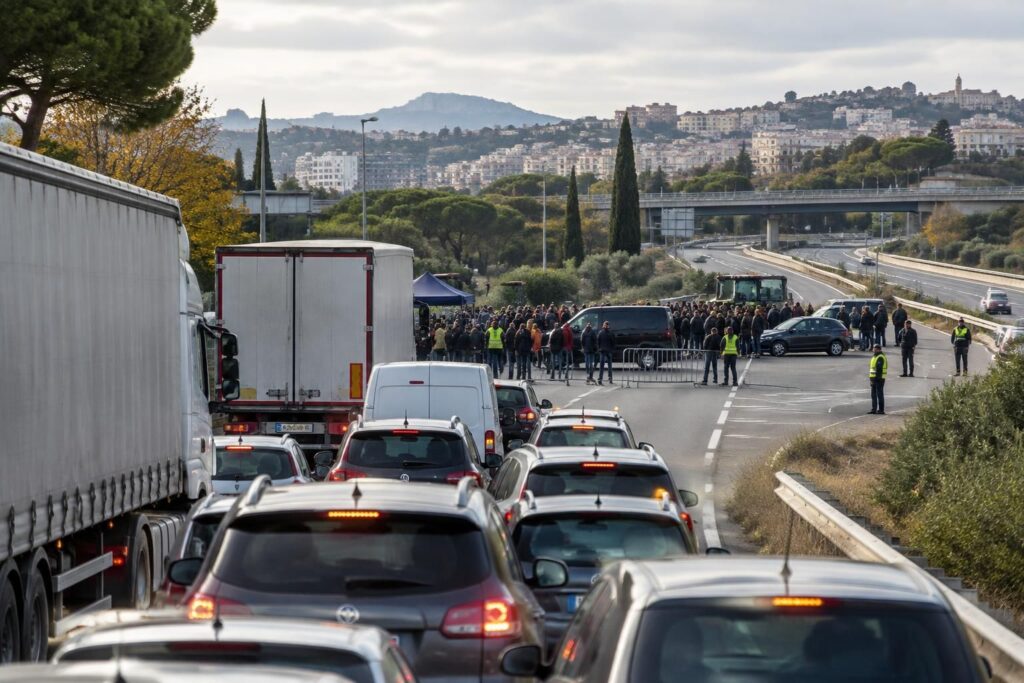 manifestation en ville et barrage sur l’a9 : découvrez les perturbations de circulation prévues le 17 octobre et les secteurs à éviter.